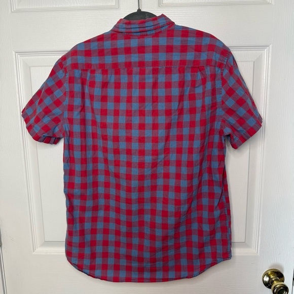 J Crew Men's Red and Blue Madras Checkered Shirt Size Medium 100% Cotton GUC - Picture 3 of 6